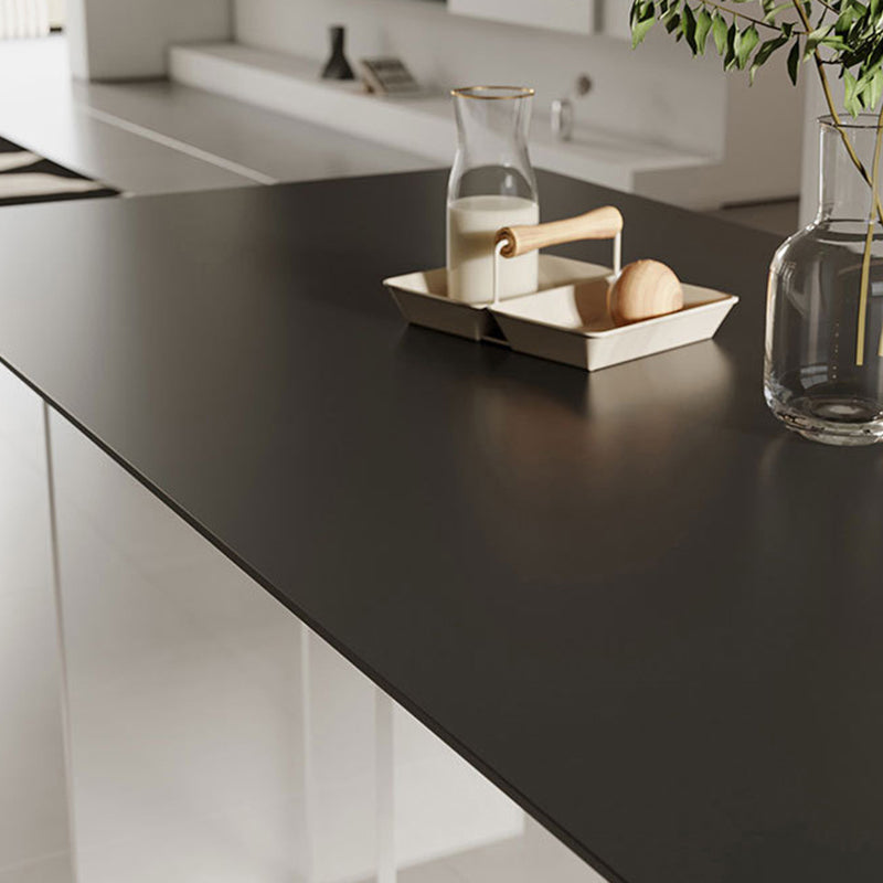 Contemporary Rectangle Table Sintered Stone Table with Acrylic Legs for Kitchen