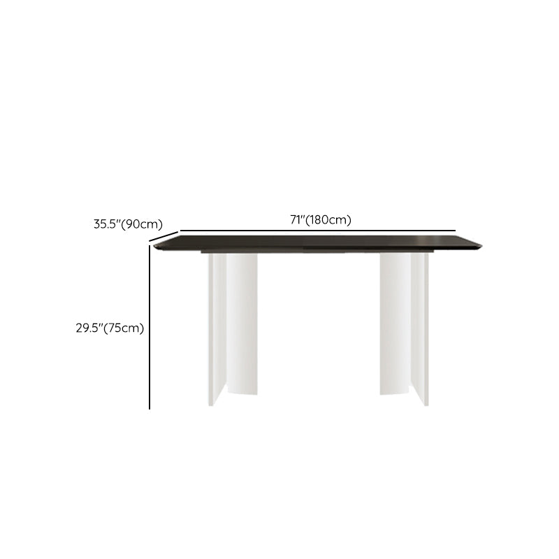 Contemporary Rectangle Table Sintered Stone Table with Acrylic Legs for Kitchen