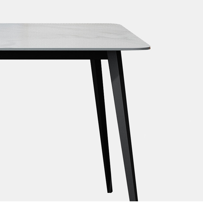 White Stone Dining Table Industrial Rectangle Dining Table for Dining Room