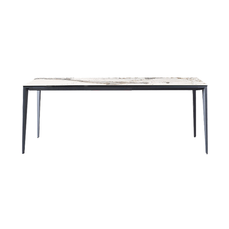 Industrial Rectangle Stone Dining Table Metal 4 Legs Dining Table