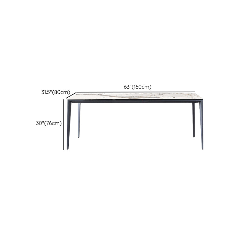 Industrial Rectangle Stone Dining Table Metal 4 Legs Dining Table