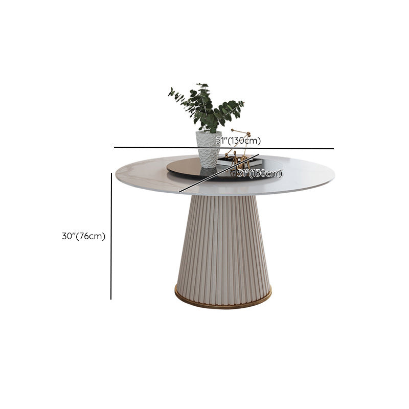 Contemporary Dining Round Table Sintered Stone Table with Metal Legs for Home