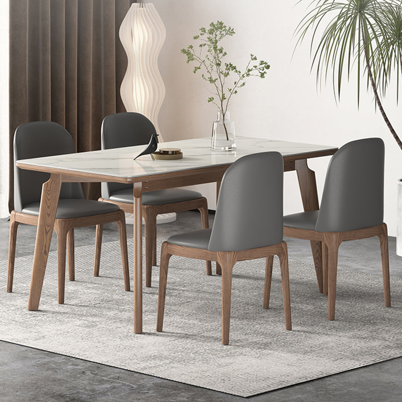 Rectangle Solid Wood Legs Table Contemporary Stone Dining Table for Dining Room