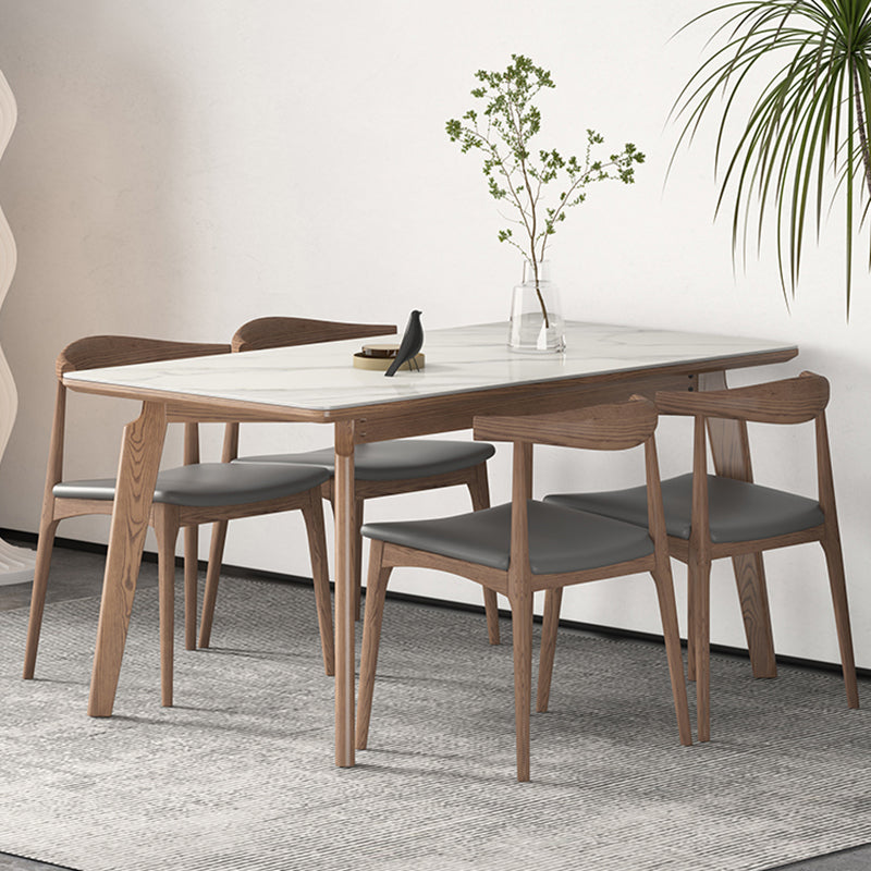 Rectangle Solid Wood Legs Table Contemporary Stone Dining Table for Dining Room