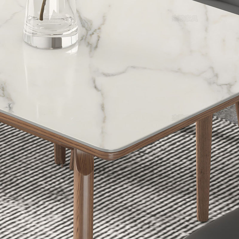 Rectangle Solid Wood Legs Table Contemporary Stone Dining Table for Dining Room