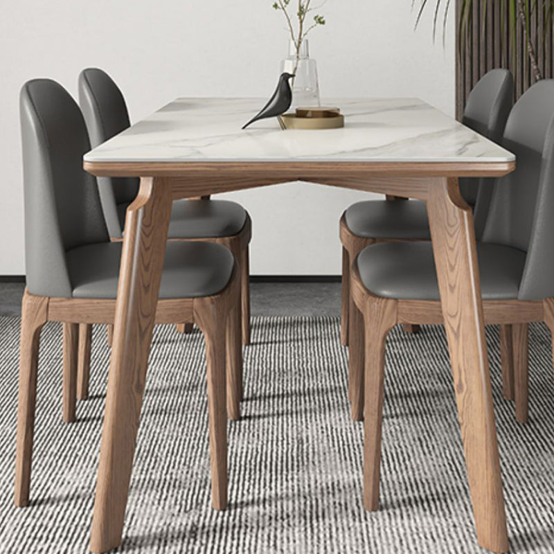 Rectangle Solid Wood Legs Table Contemporary Stone Dining Table for Dining Room