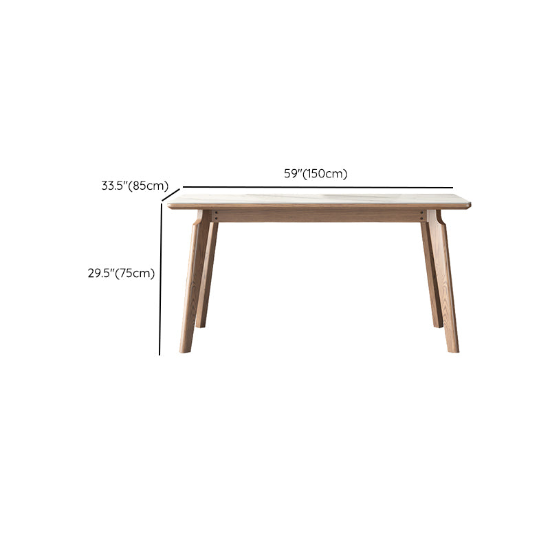 Rectangle Solid Wood Legs Table Contemporary Stone Dining Table for Dining Room