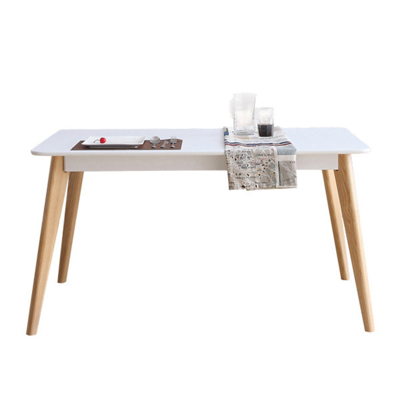 Rectangle 4 Legs Dining Table Modern Ash Wood Base Table for Kitchen