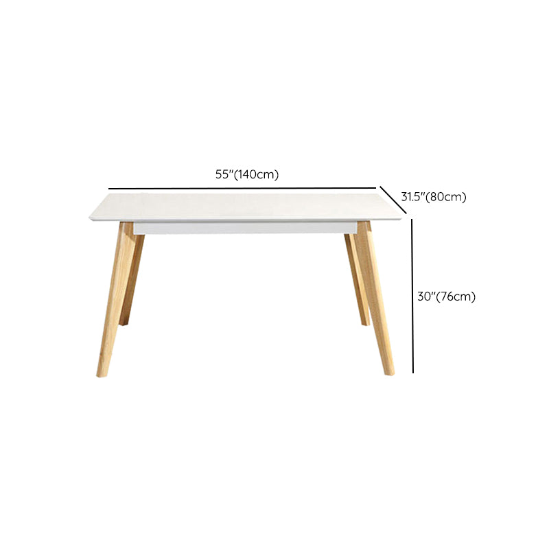 Rectangle 4 Legs Dining Table Modern Ash Wood Base Table for Kitchen
