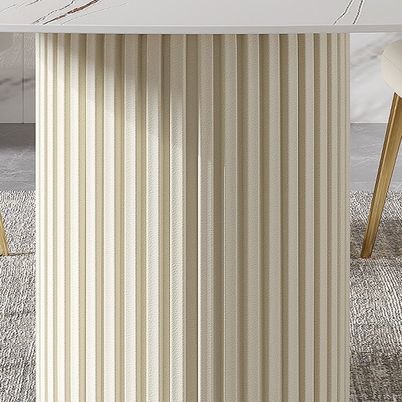 Contemporary Dining Rectangle Table Sintered Stone Table with Metal Legs for Home