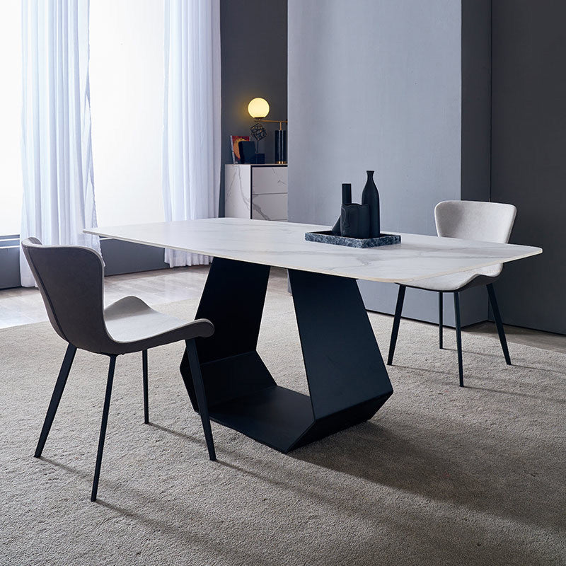 Rectangle Black Base Dining Table Modern Stone Table for Dining Room