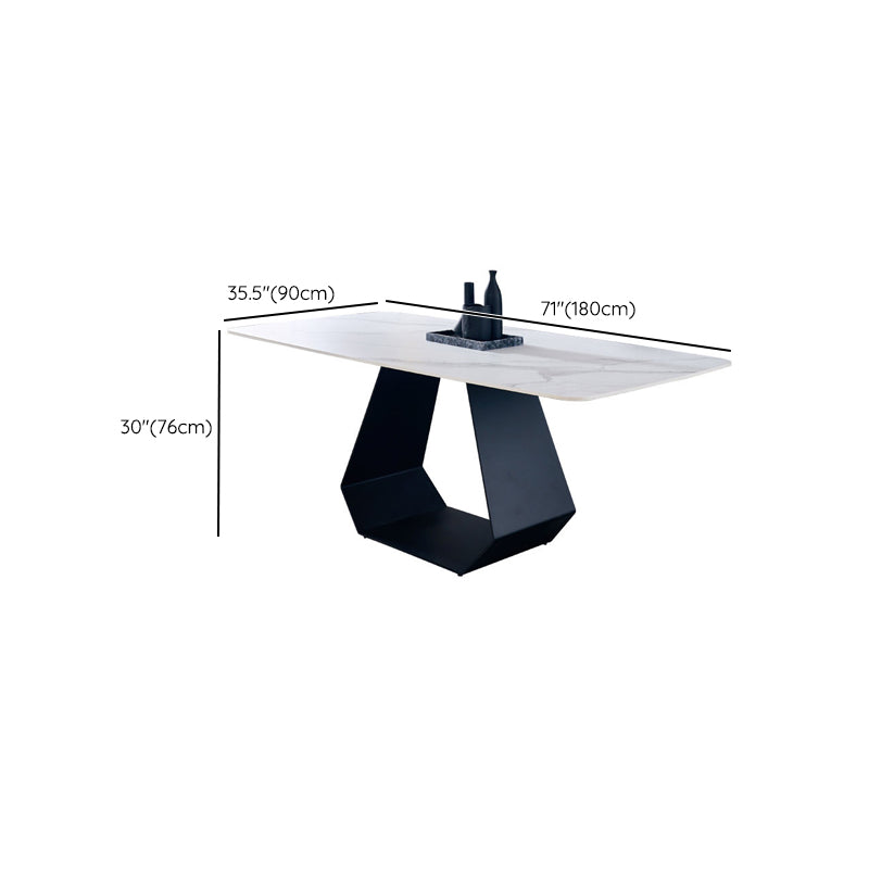 Rectangle Black Base Dining Table Modern Stone Table for Dining Room