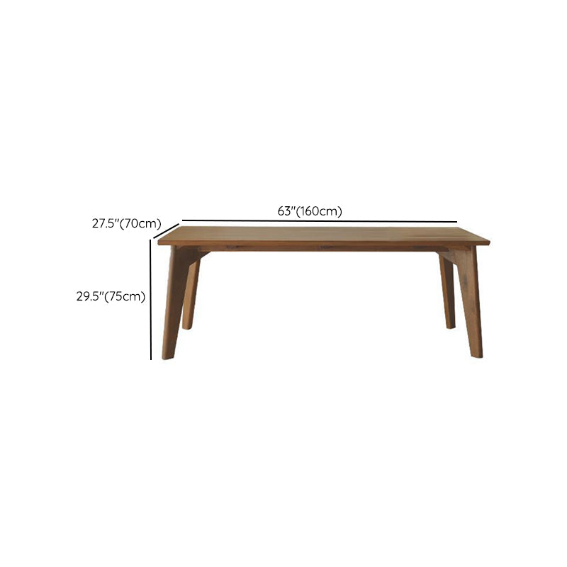 Rectangle Brown Base Dining Table Modern Pine Wood Table for Living Room