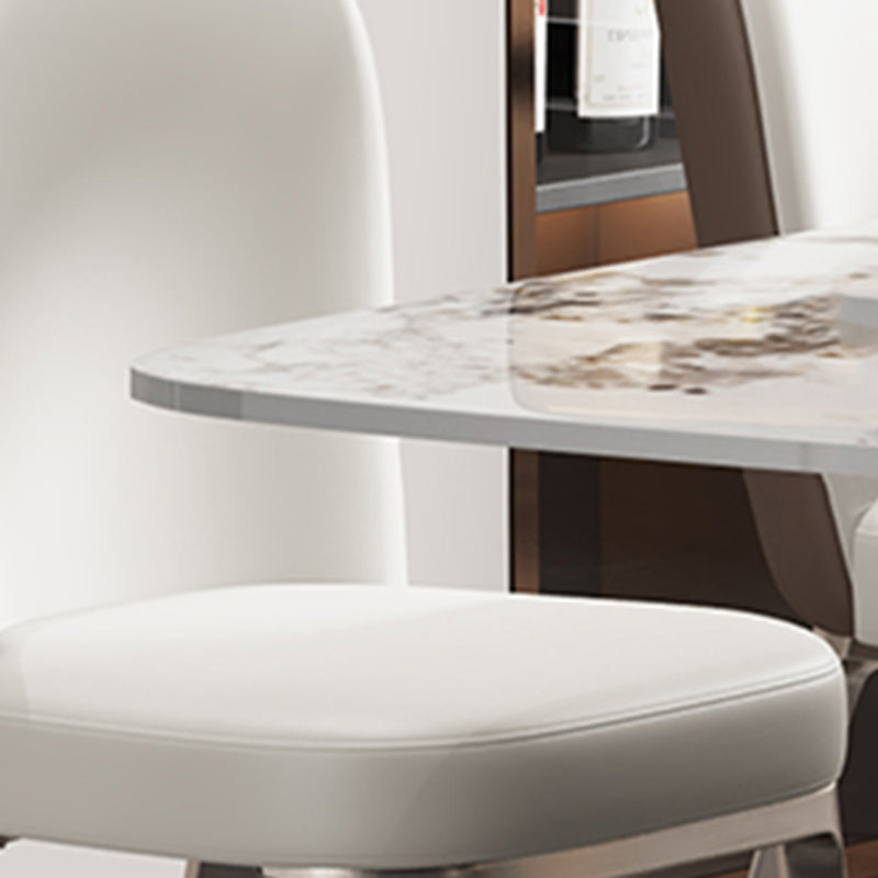 Modern Sintered Stone Dining Table Rectangle Table with Metal Pedestal Base