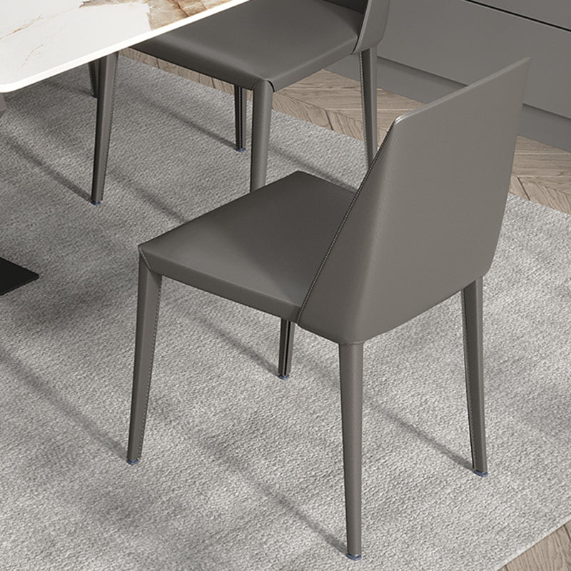 Industrial Sintered Stone Dining Table Rectangle Table with Metal Pedestal Base