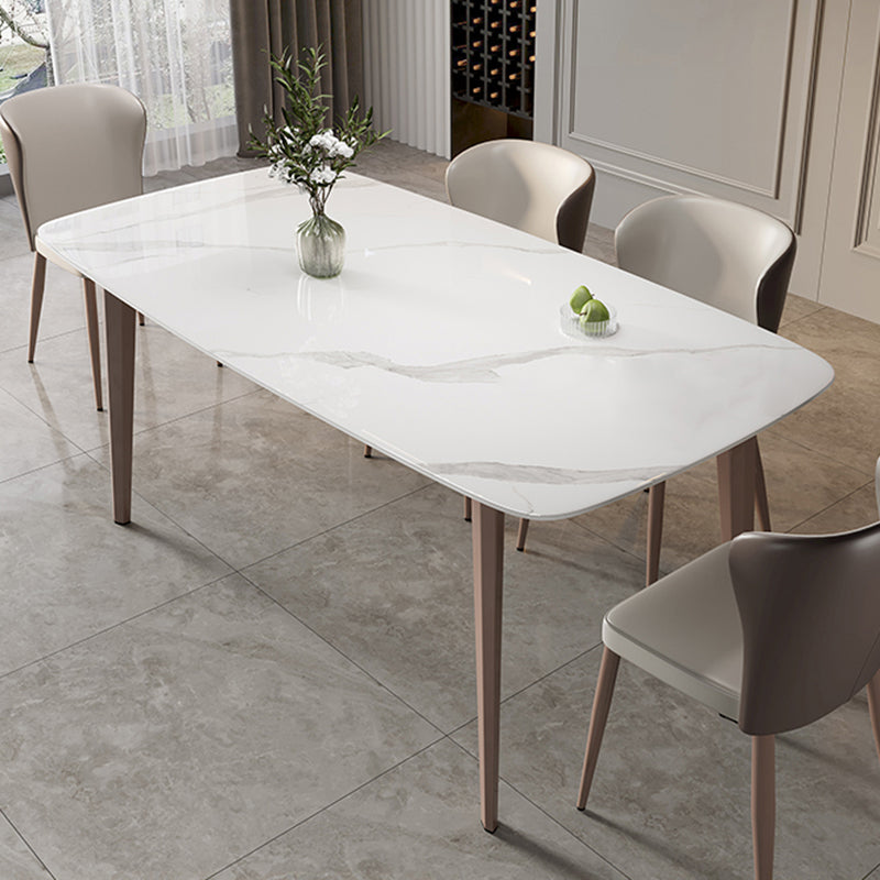 Modern Sintered Stone Dining Table Rectangle Table with 4 Legs for Home