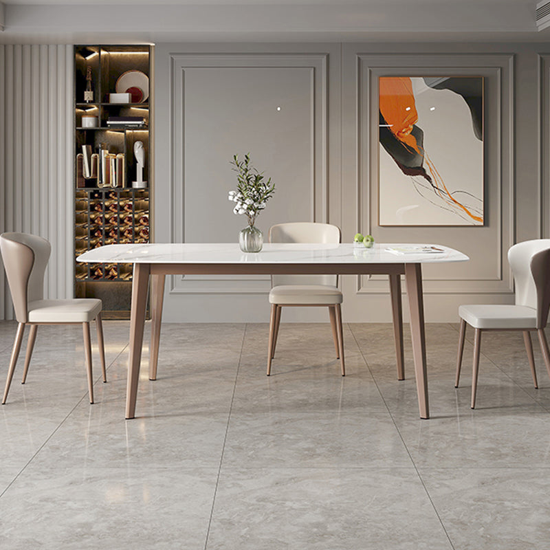Modern Sintered Stone Dining Table Rectangle Table with 4 Legs for Home