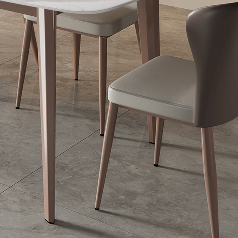 Modern Sintered Stone Dining Table Rectangle Table with 4 Legs for Home