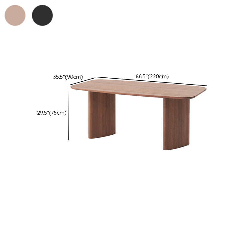 Medieval Modern Pine Wood Table Rectangular Wood Table with Double Pedestal