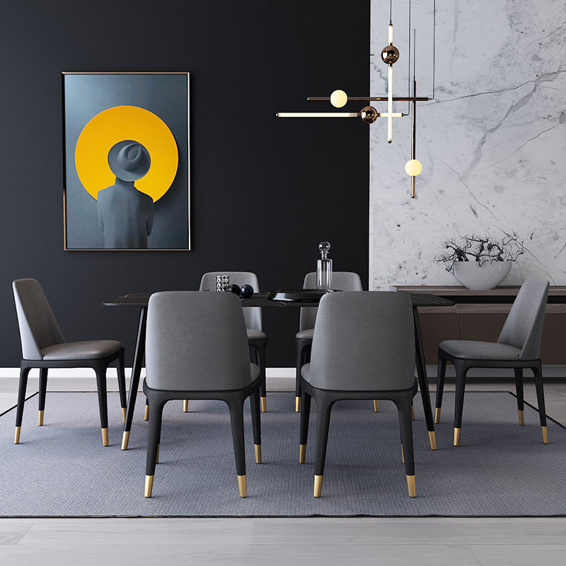 Industrial Sintered Stone Dining Table Rectangle Table with 4 Legs