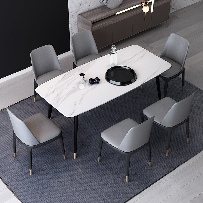 Industrial Sintered Stone Dining Table Rectangle Table with 4 Legs
