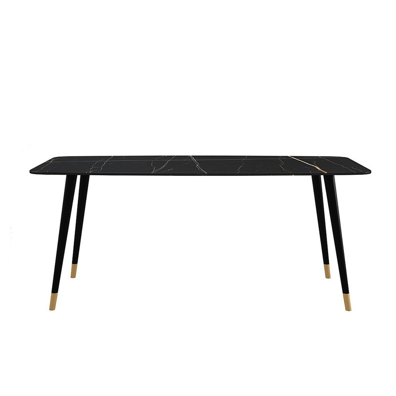 Industrial Sintered Stone Dining Table Rectangle Table with 4 Legs