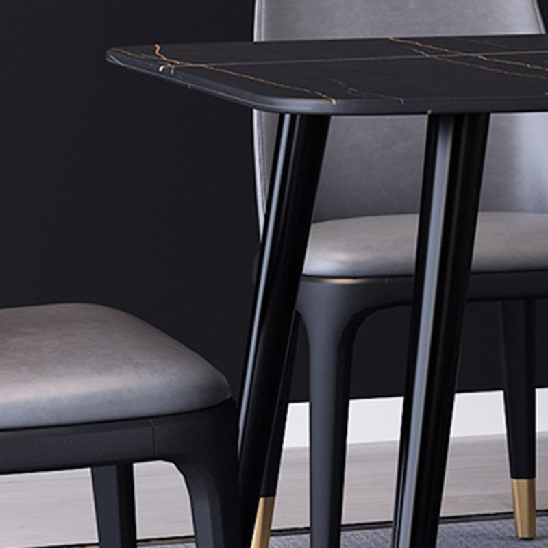 Industrial Sintered Stone Dining Table Rectangle Table with 4 Legs