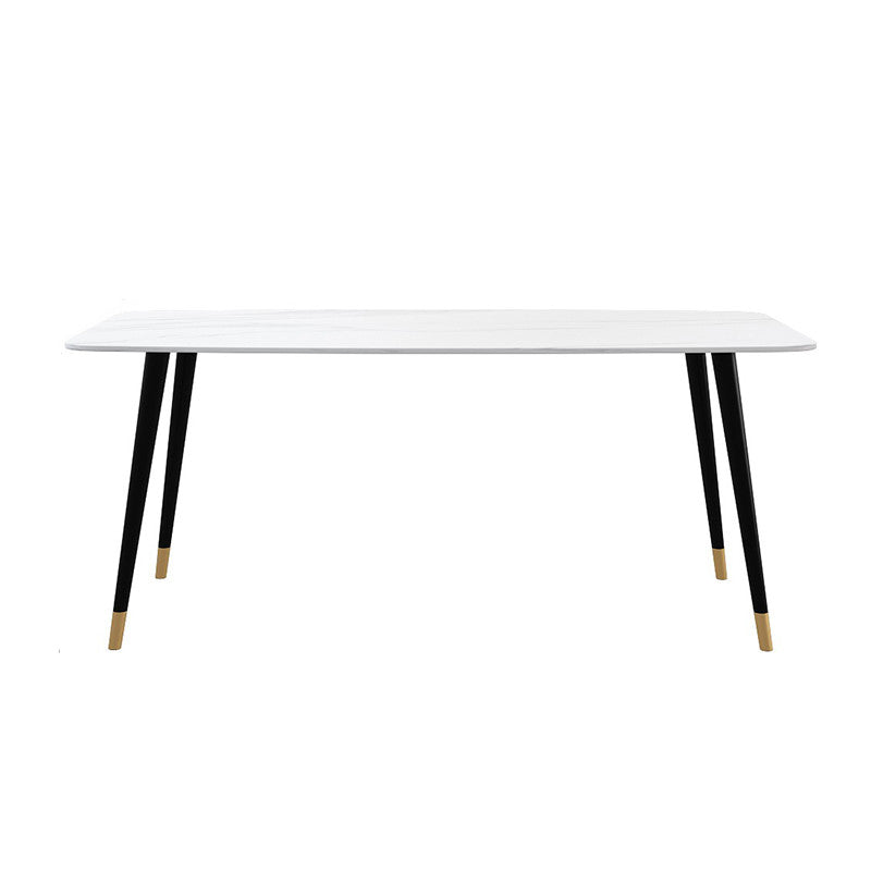 Industrial Sintered Stone Dining Table Rectangle Table with 4 Legs