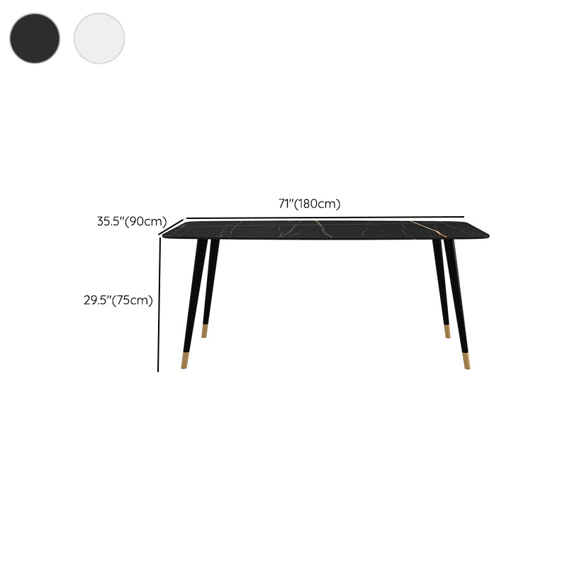 Industrial Sintered Stone Dining Table Rectangle Table with 4 Legs