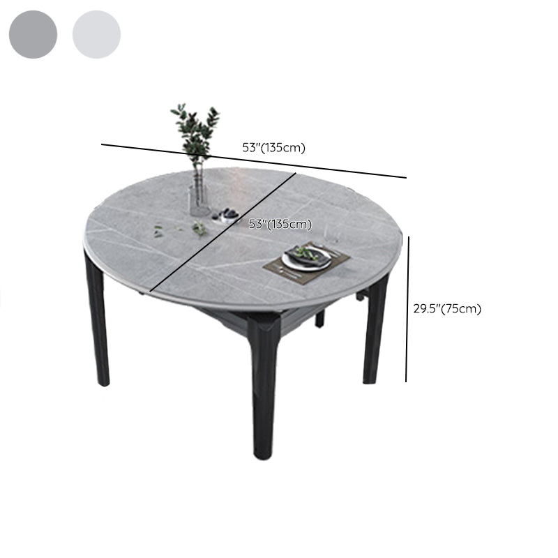 Contemporary Dining Round Table Sintered Stone Table with Wood Legs for Home