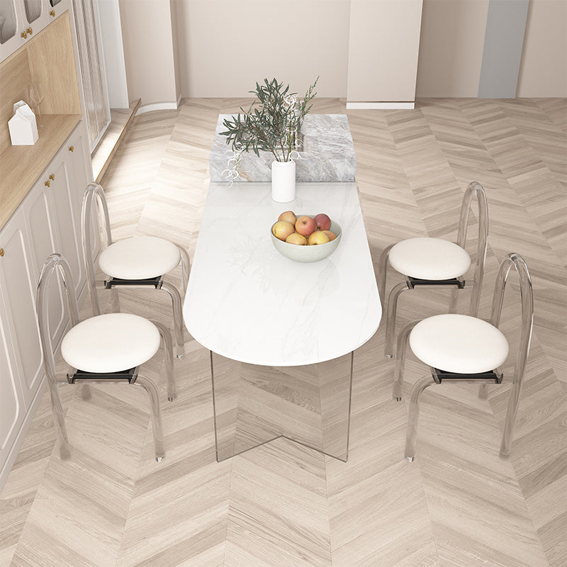 Modern Irregular Shape Table Sintered Stone Table with Double Pedestal