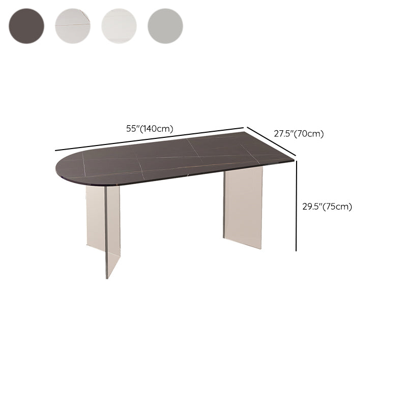 Modern Irregular Shape Table Sintered Stone Table with Double Pedestal
