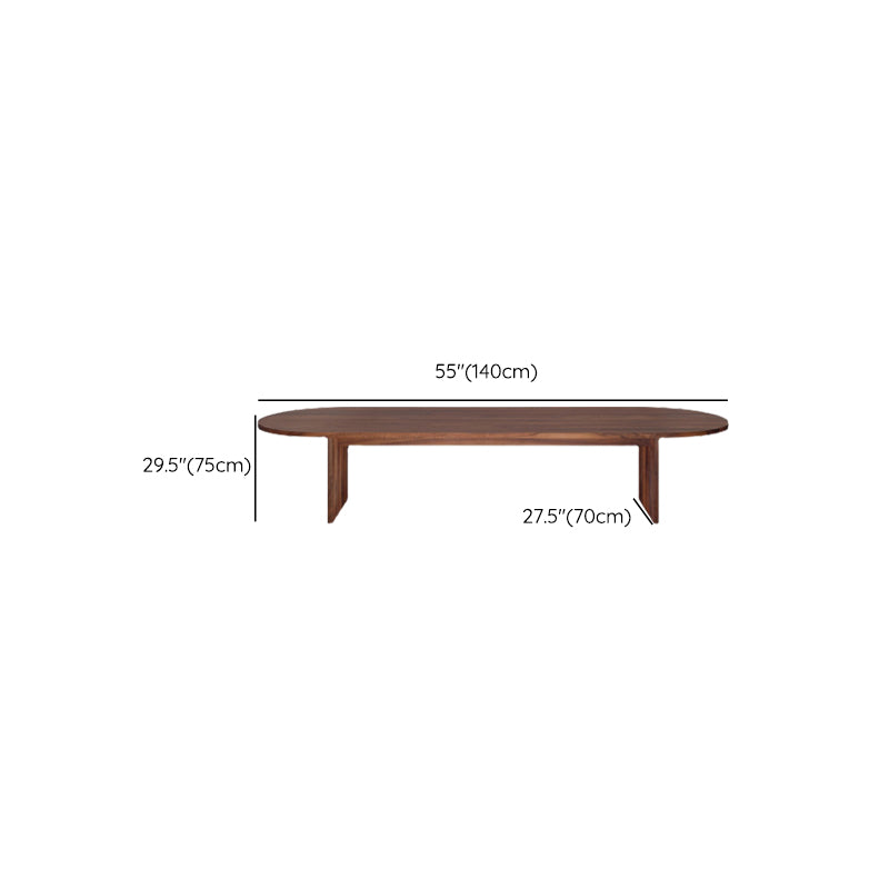 Modern Solid Wood Dining Table Oval Wooden Table with Double Pedestal