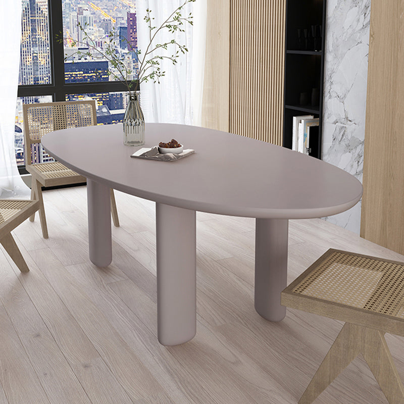 Modern Solid Wood Dining Table Oval Wooden Table with 4 Legs