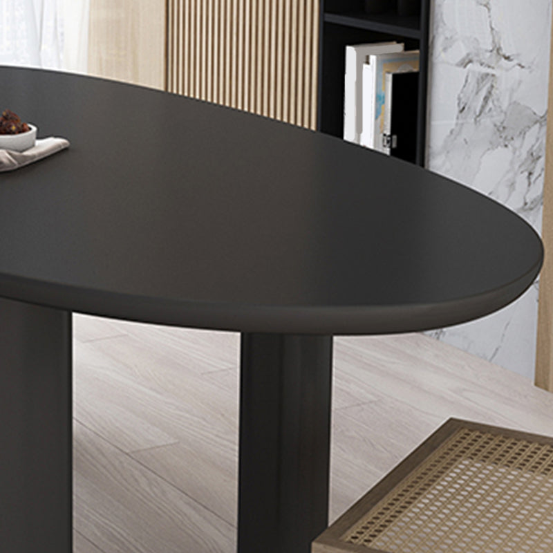Modern Solid Wood Dining Table Oval Wooden Table with 4 Legs