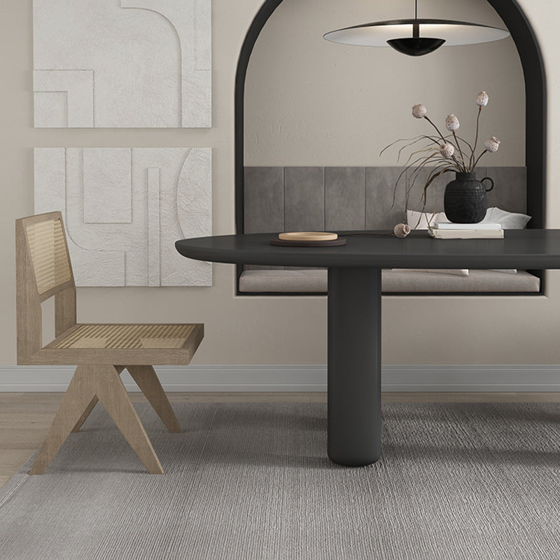 Modern Solid Wood Dining Table Oval Wooden Table with 4 Legs