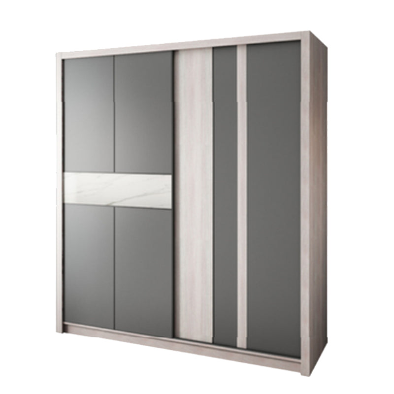 Grey Sliding Wardrobe Cabinet Contemporary Wardrobe Armoire for Bedroom
