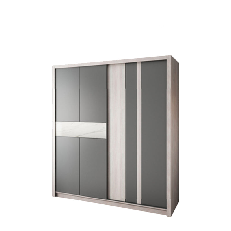 Grey Sliding Wardrobe Cabinet Contemporary Wardrobe Armoire for Bedroom