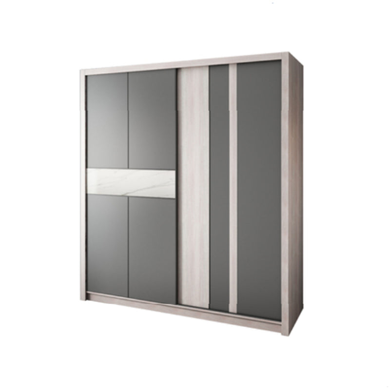 Grey Sliding Wardrobe Cabinet Contemporary Wardrobe Armoire for Bedroom