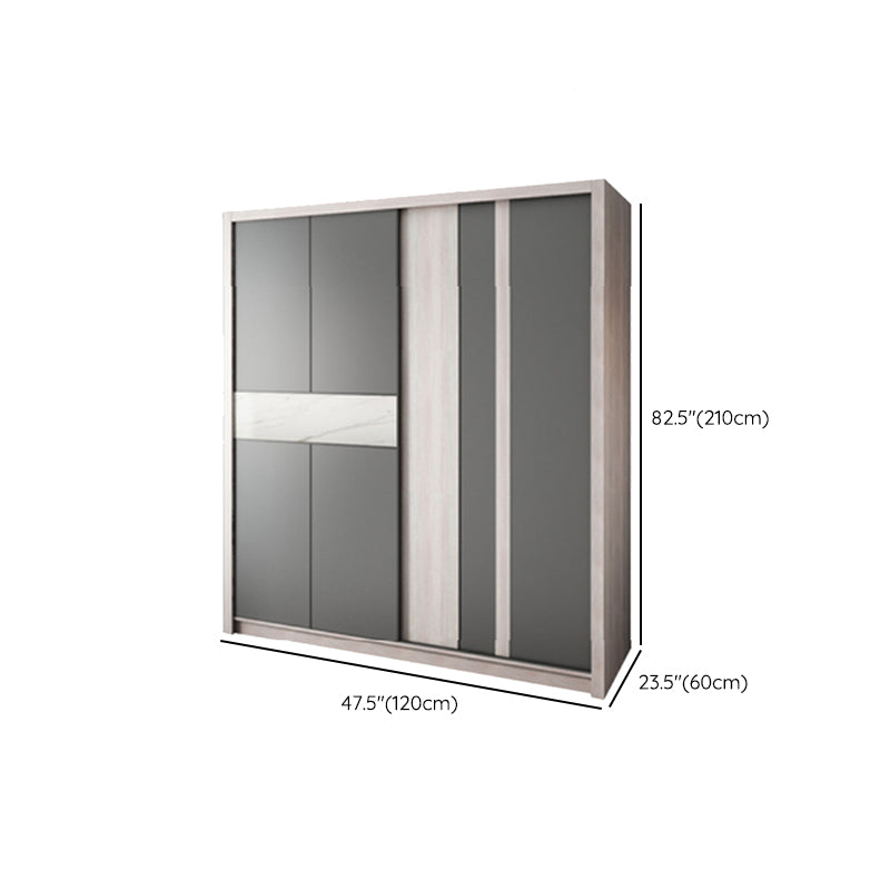 Grey Sliding Wardrobe Cabinet Contemporary Wardrobe Armoire for Bedroom