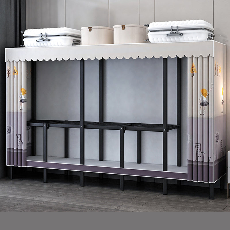 Contemporary Wardrobe Closet with Legs Steel Wardrobe Armoire for Home