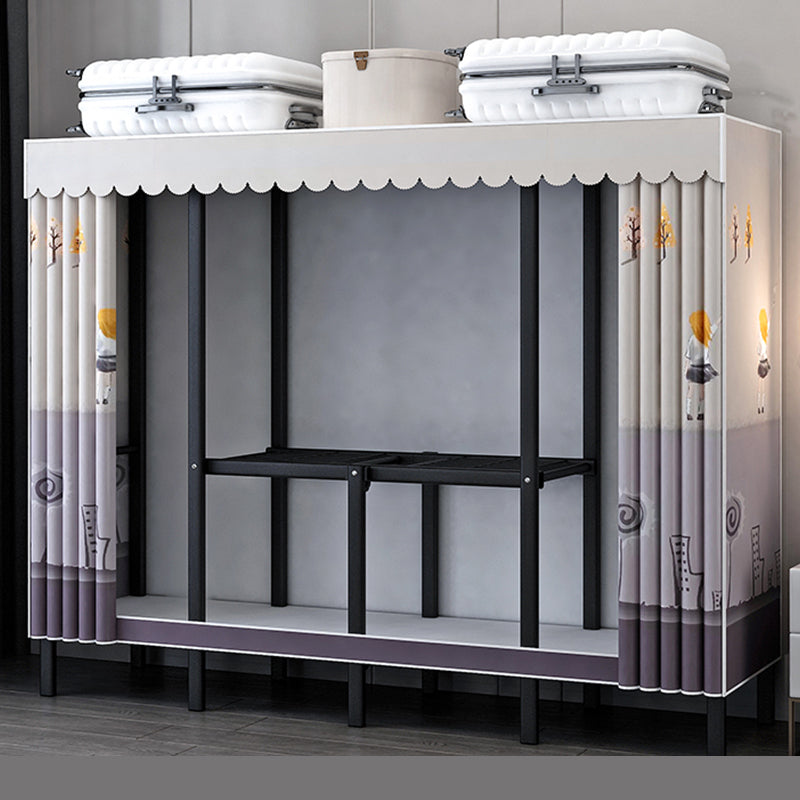 Contemporary Wardrobe Closet with Legs Steel Wardrobe Armoire for Home