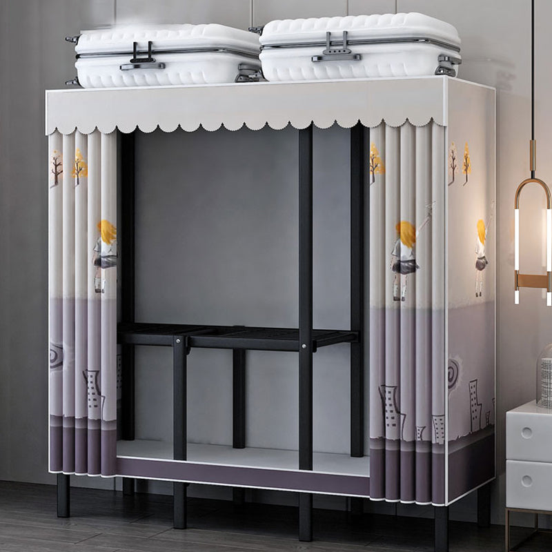 Contemporary Wardrobe Closet with Legs Steel Wardrobe Armoire for Home