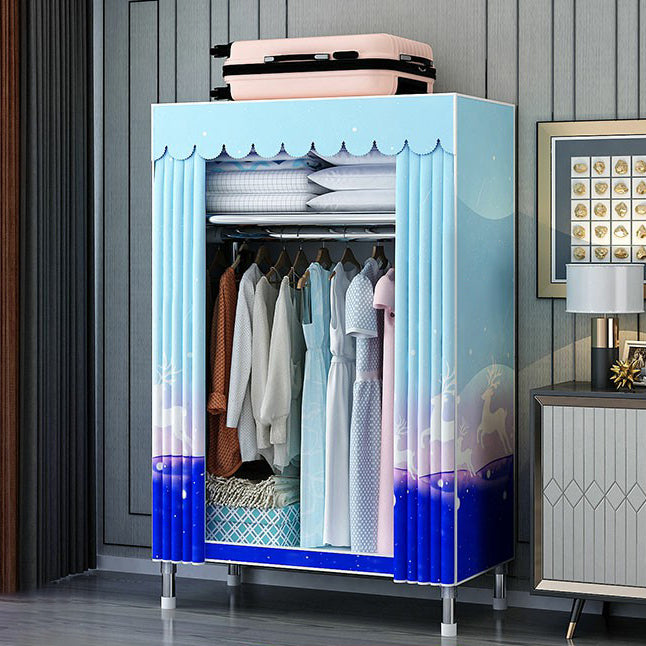 Contemporary Wardrobe Closet with Shelves Steel Wardrobe Cabinet