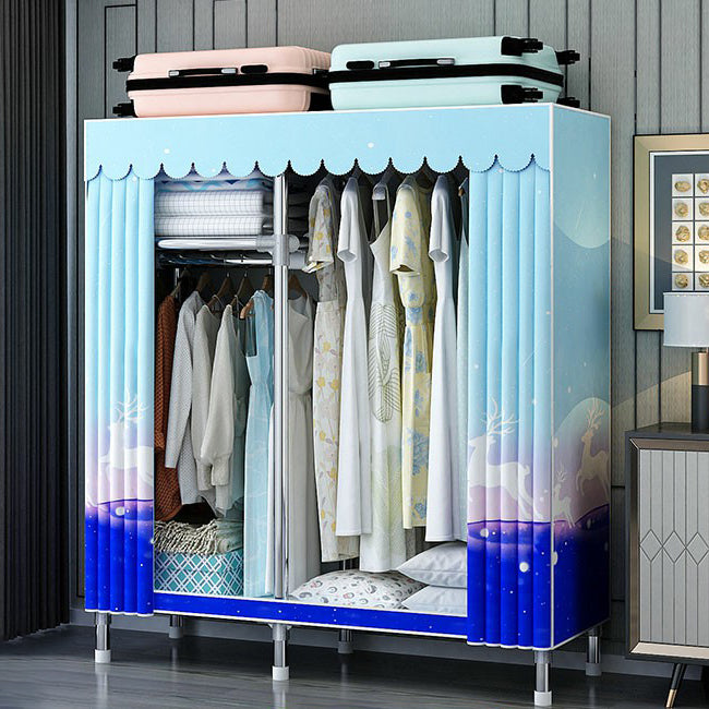 Contemporary Wardrobe Closet with Shelves Steel Wardrobe Cabinet