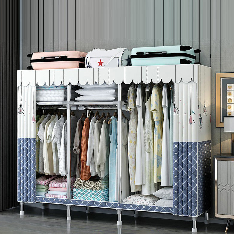 Contemporary Wardrobe Closet with Shelves Steel Wardrobe Cabinet