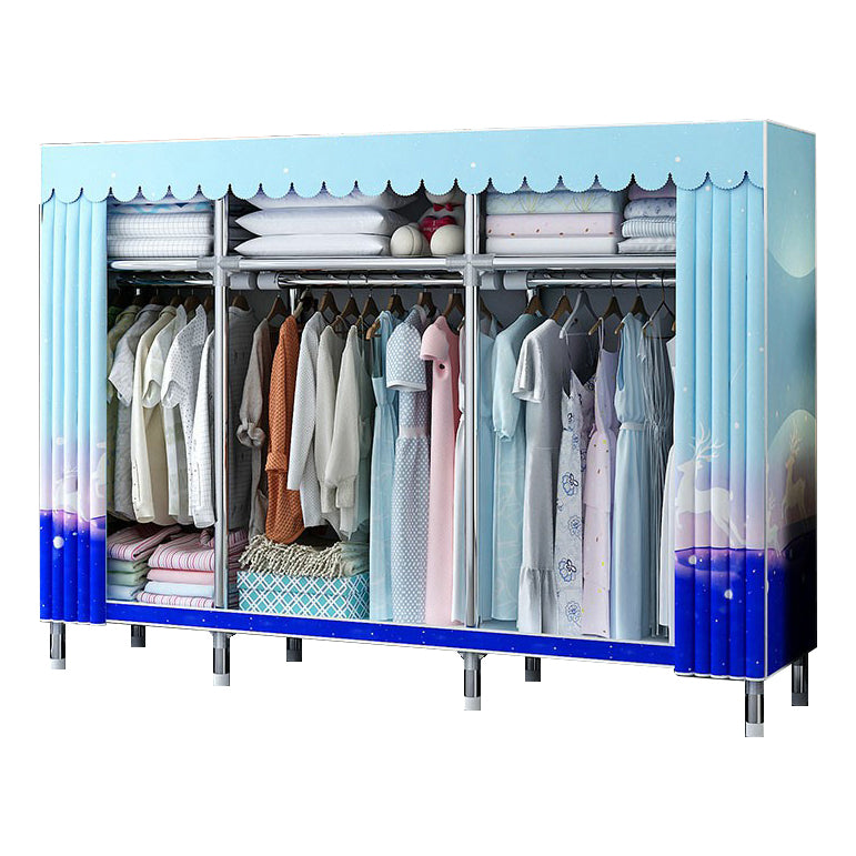 Contemporary Wardrobe Closet with Shelves Steel Wardrobe Cabinet