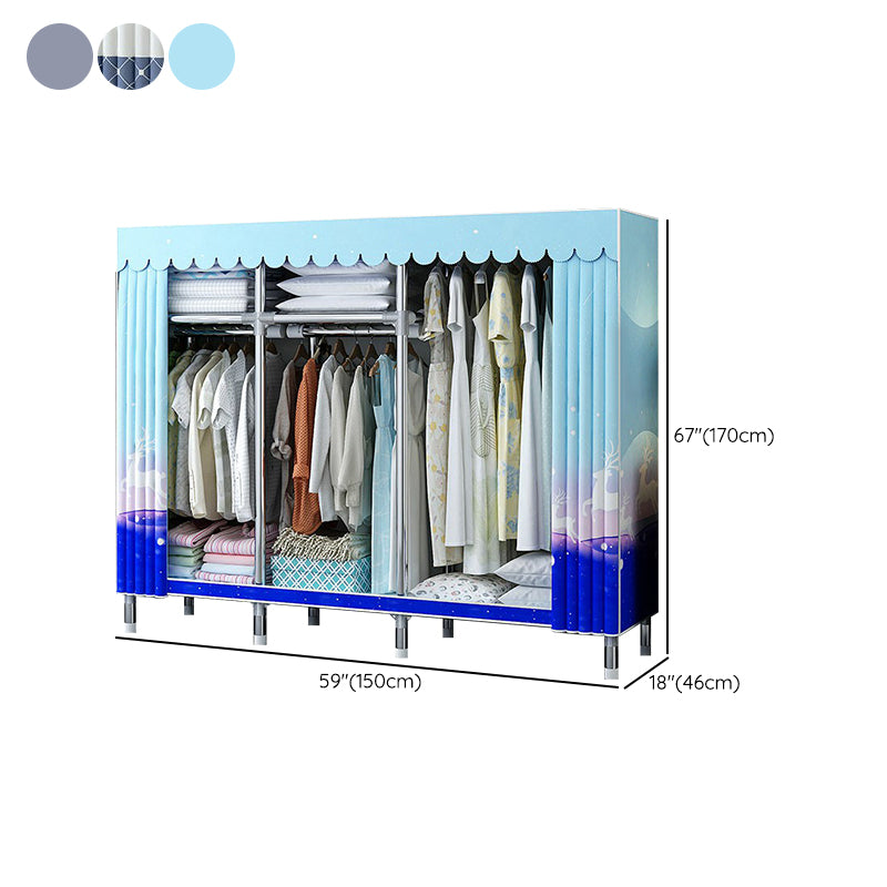 Contemporary Wardrobe Closet with Shelves Steel Wardrobe Cabinet