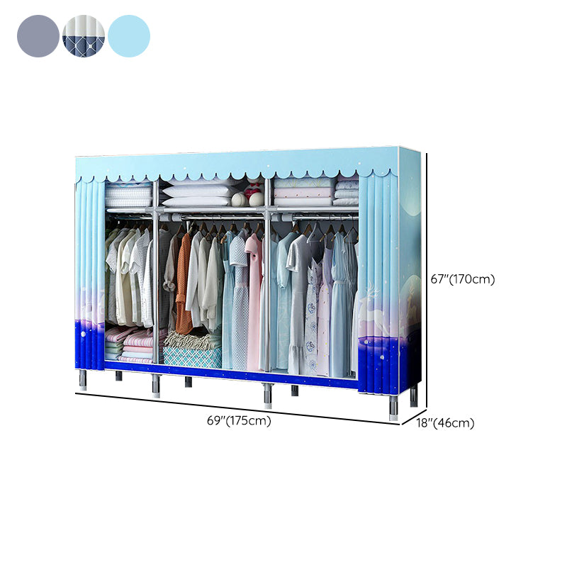 Contemporary Wardrobe Closet with Shelves Steel Wardrobe Cabinet