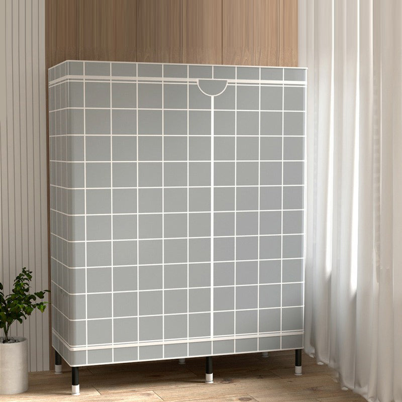 Contemporary Wardrobe Cabinet with Shelves Steel Wardrobe Armoire